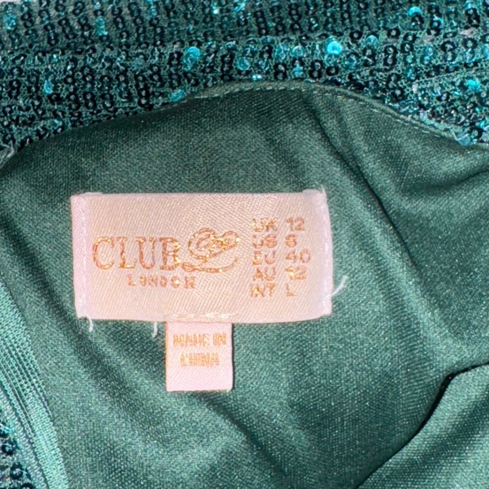 Club L London Emerald Green Sequin V-Neck Maxi Gown - Picture 7 of 9